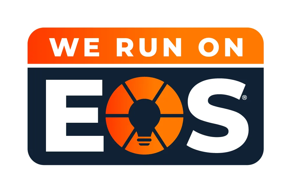 Badge reading We Run On EOS.